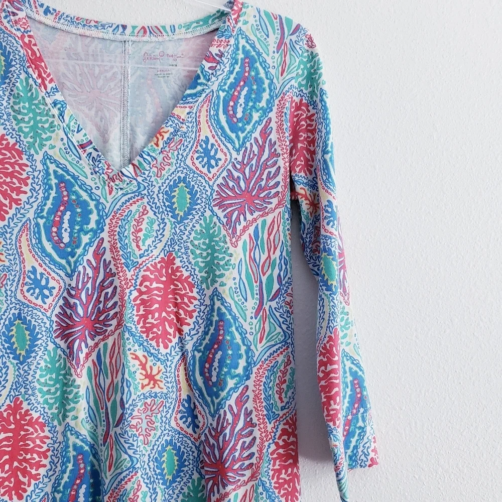 Lilly Pulitzer Christi Mini Dress Let Minnow  3/4 Sleeve